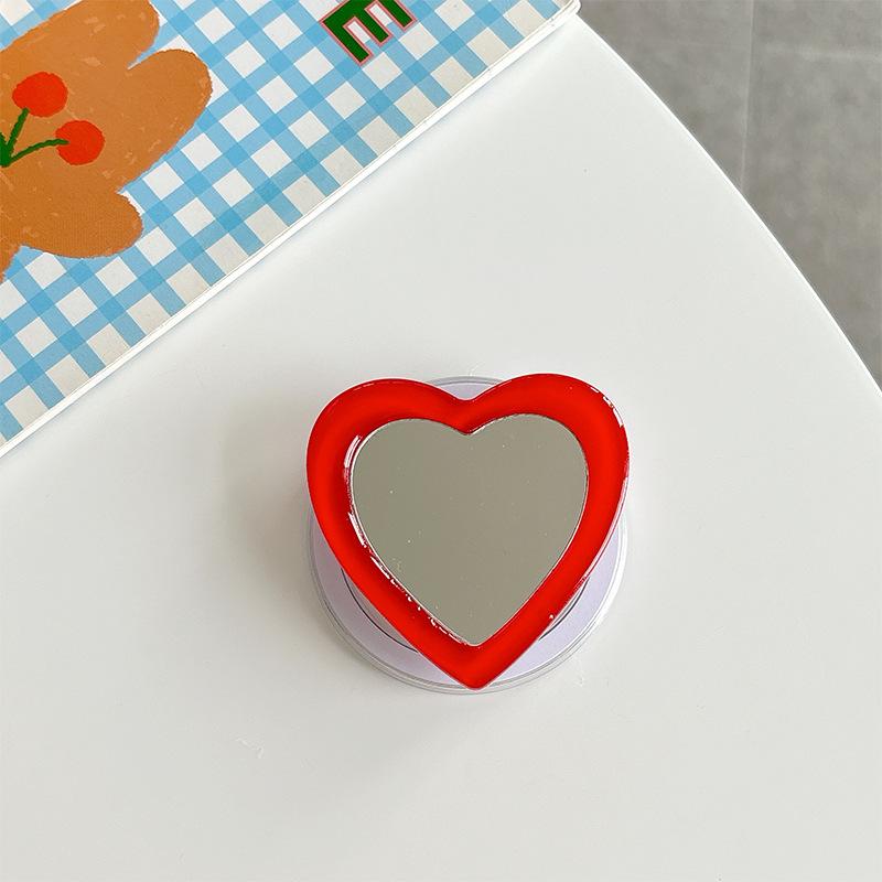 Solid Color Love Mirror Mobile Phone Holder Airbag Telescopic Folding Magnetic Suction Lazy Desktop Support Ring