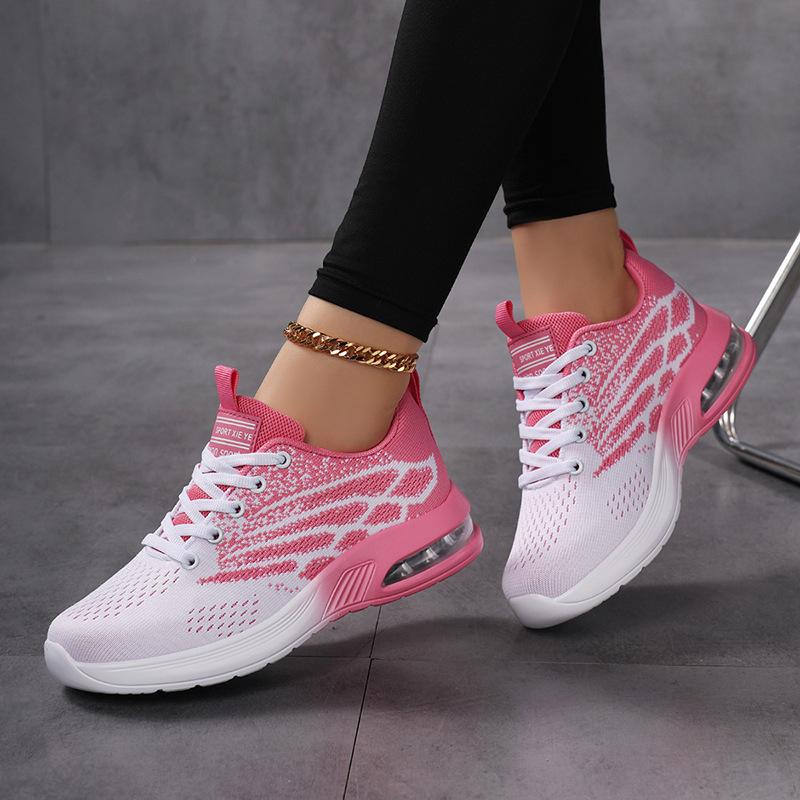 

Autumn large size women s shoes fly-woven mesh breathable running shoes low-top air cushion soft-soled sports shoes 42