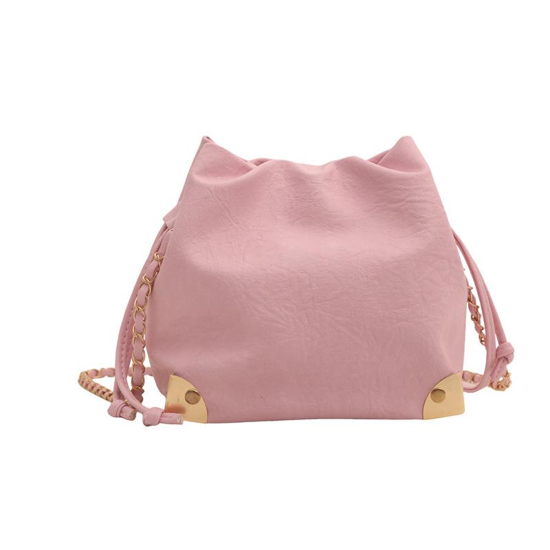 Women'S Bag Bucket Bag Texture Pu Shoulder Bag Niche Versatile Chain Messenger Bag