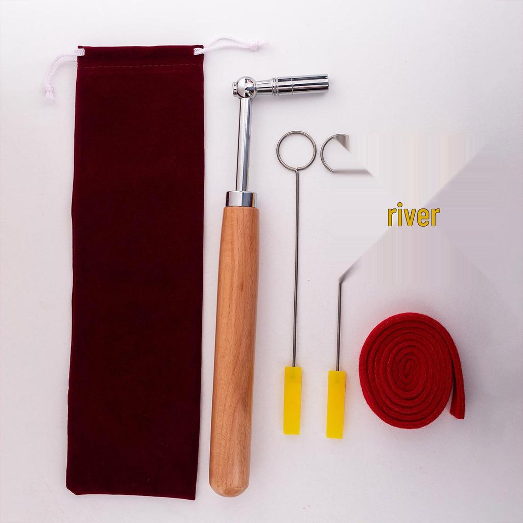 8-Piece Piano Tuning Tool Set with Muting Felt, Fine Rod, and Wrench