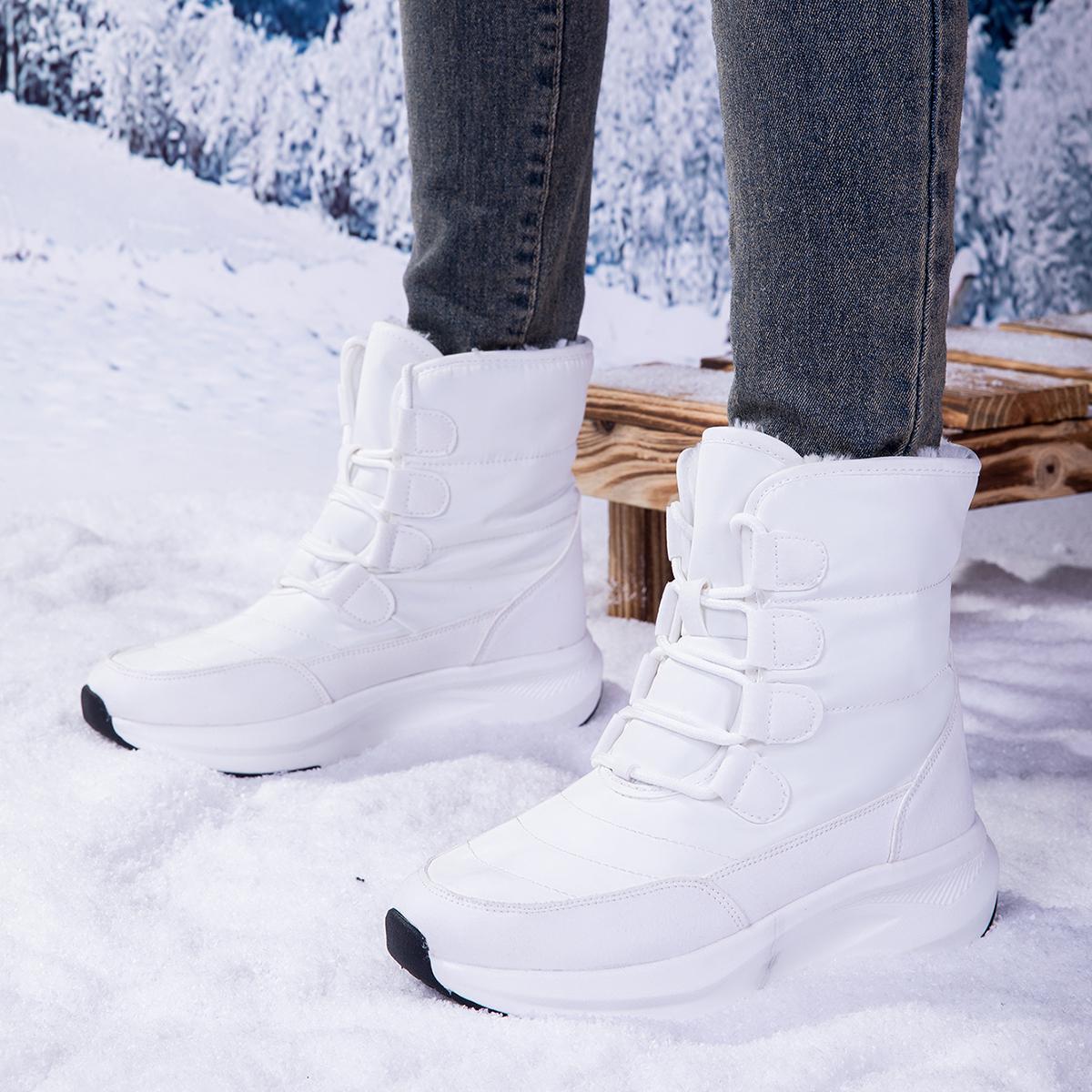 

Женские большие теплые ботинки TUINANLE, зимние зимние ботинки, нескользящие, повседневные, плюшевые, теплые ботинки 40 белый