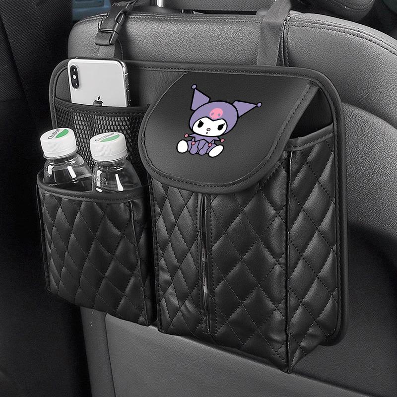 Sanrio Car Seat Back Storage Bag Leather Organizer Cinnamoroll Kuromi Hello Kitty Pochacco Pompompurin Mymelody Auto Collecting