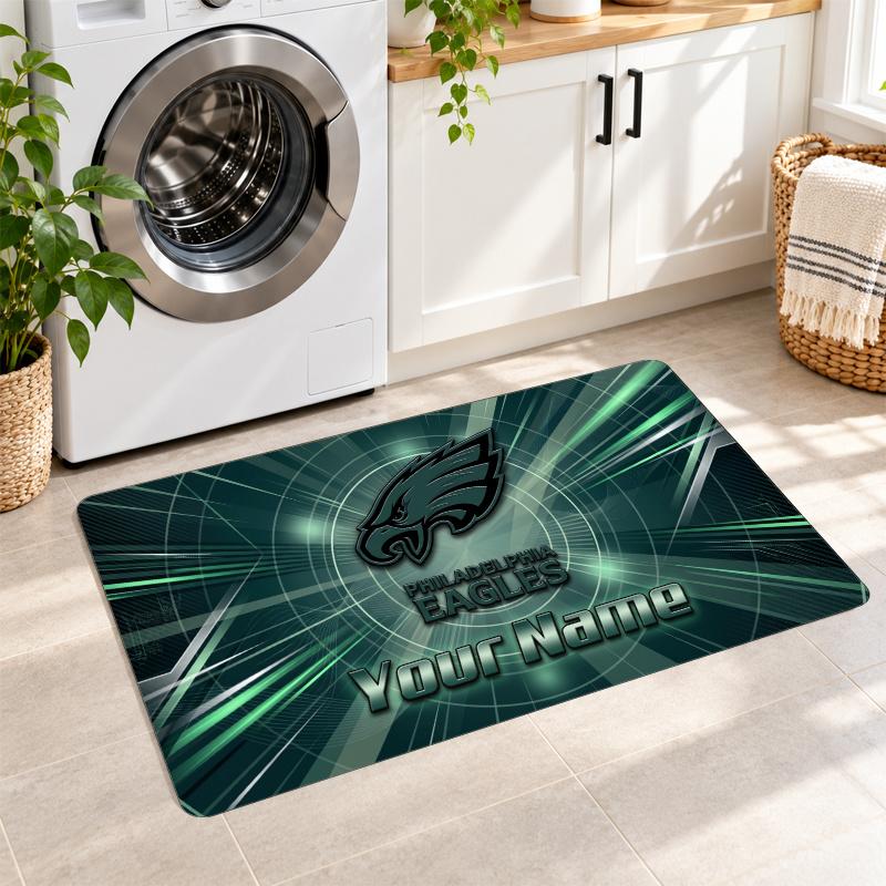 Philadelphia Eagles Individueller Name Flanellteppich Küchenmatte Rutschfester Bodenteppich Personalisierte Heimdekoration