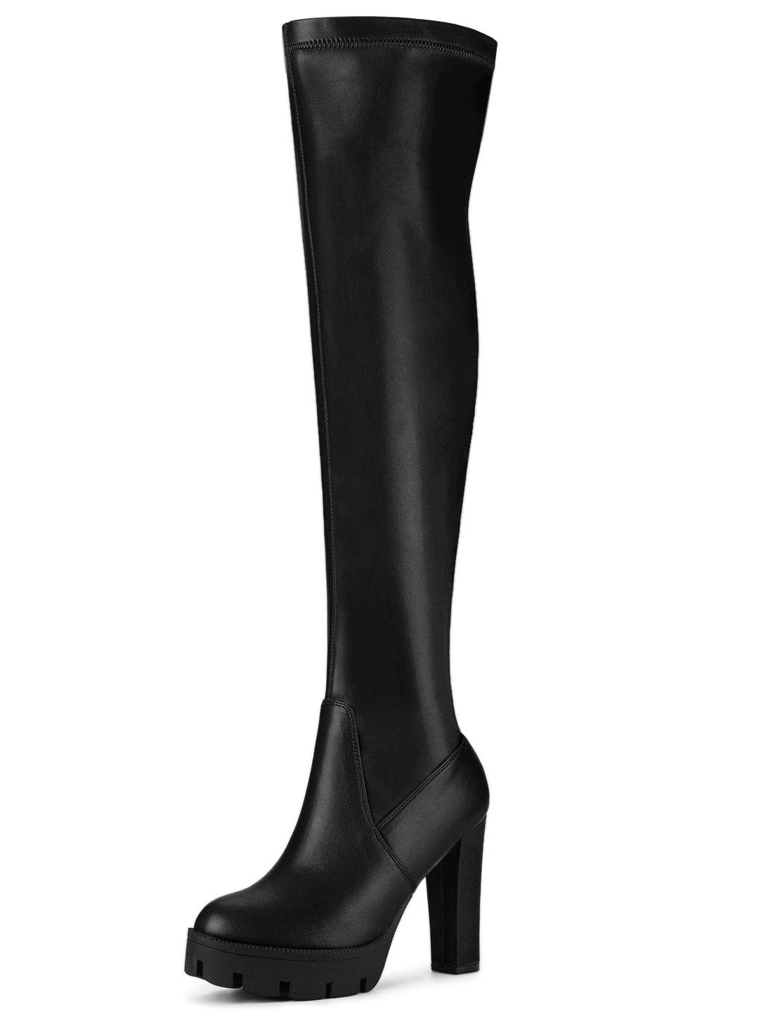 

Allegra K Knee-High Boots, Platform Boots, Chunky Heel, Women s, Black, Size 26.0 cm