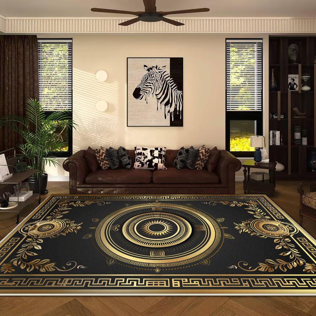 Black Luxury Decoration Home Marble Carpet Non-slip Chinese Style Large Area Rugs Washable Large Rug Parlor Bath mat Living Room