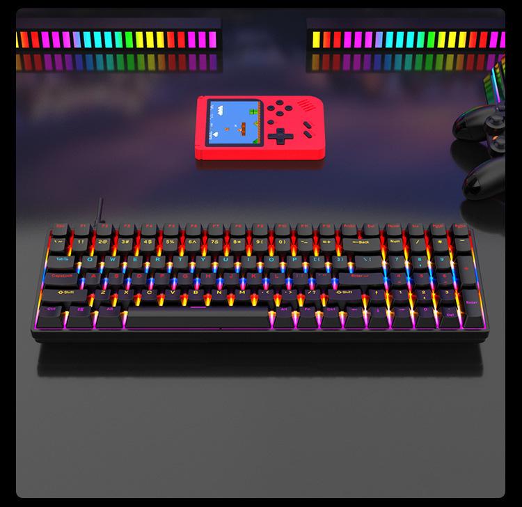 104-Key Blue/Red Switch Mechanical Keyboard with Mixed Lighting for Gaming and Office Use