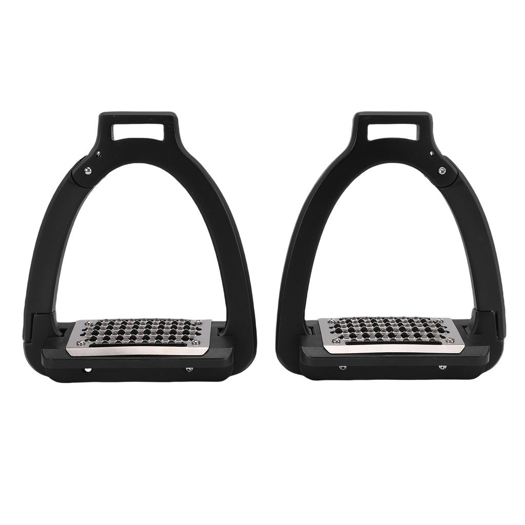 1 Pair Horse Stirrups Alloy Side Opening Safety Stirrup with Anti Slip Pads for Training Practice