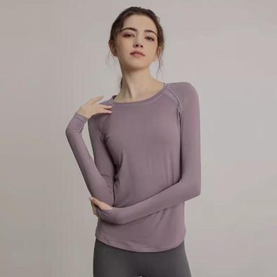 Dámské Slim Fit Tričko s kulatým výstřihem Dlouhý rukáv Outdoor Sport Tričko na jogging Volný čas Prodyšné a rychleschnoucí cvičební oblečení