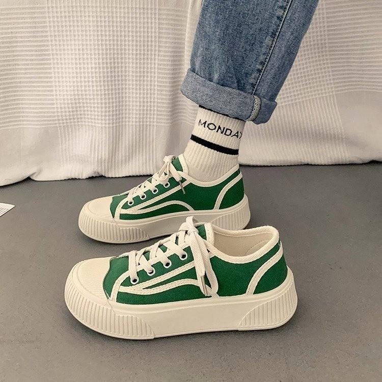 

fashion Canvas Shoes Women s 2024 Spring New Thick Sole Breathable Sports Board Shoes women sneakers 40 зелений
