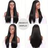 Meier Women's headscarf wig black ice silk headband long straight hair wig headwear