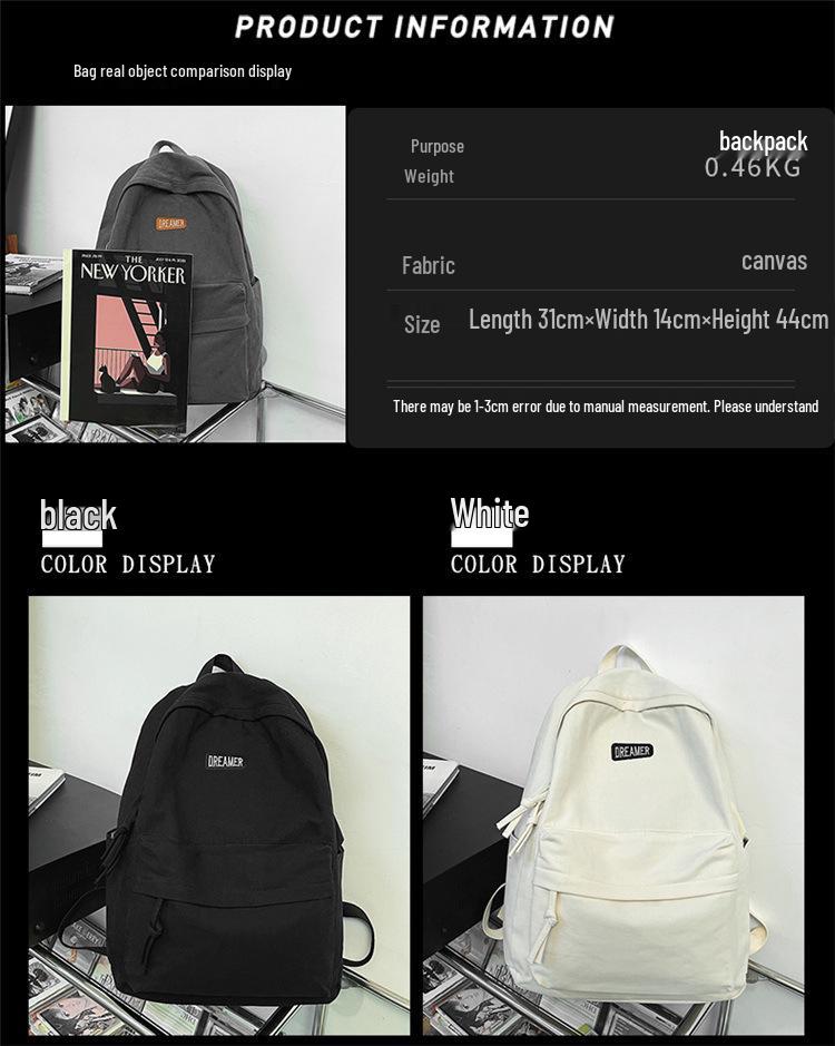 Men's Student Canvas Backpack - Japanese Style, Large Capacity, Ideal for College, High School, Travel