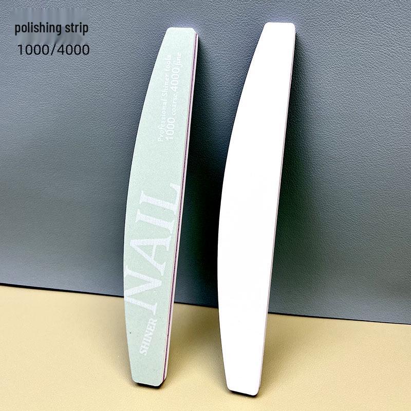 

Маникюрный набор, который можно мыть: Шлифовальные полоски для ногтей, полировальные полоски и пилочка-губка Half-moon polishing strip (1000/4000)