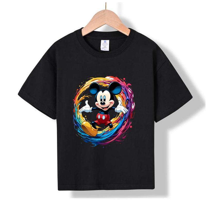 

MC-36 MINISO 2026 Summer New Printed Cotton Round Neck T-shirt for Children Aged 1-16, Boys and Girls 100