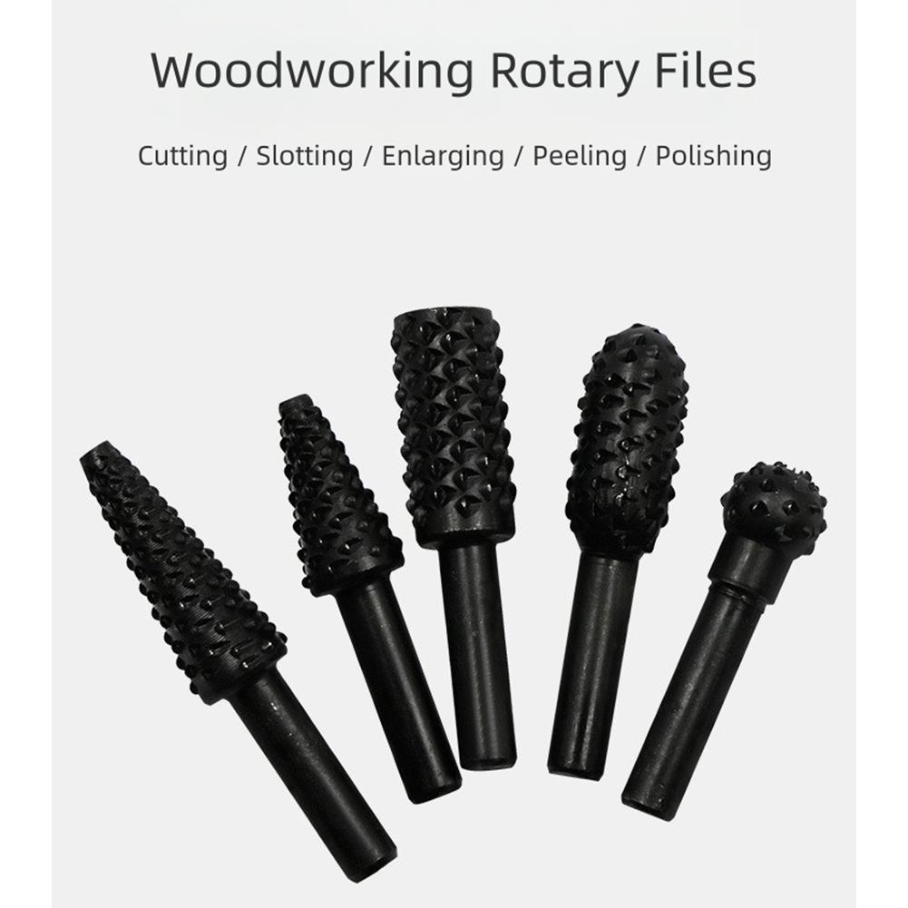 10pcs Rotary File Grinding Head Set Carbide Steel Double-Cut Electric Grinding Heads Carving File Polishing Drill Bit