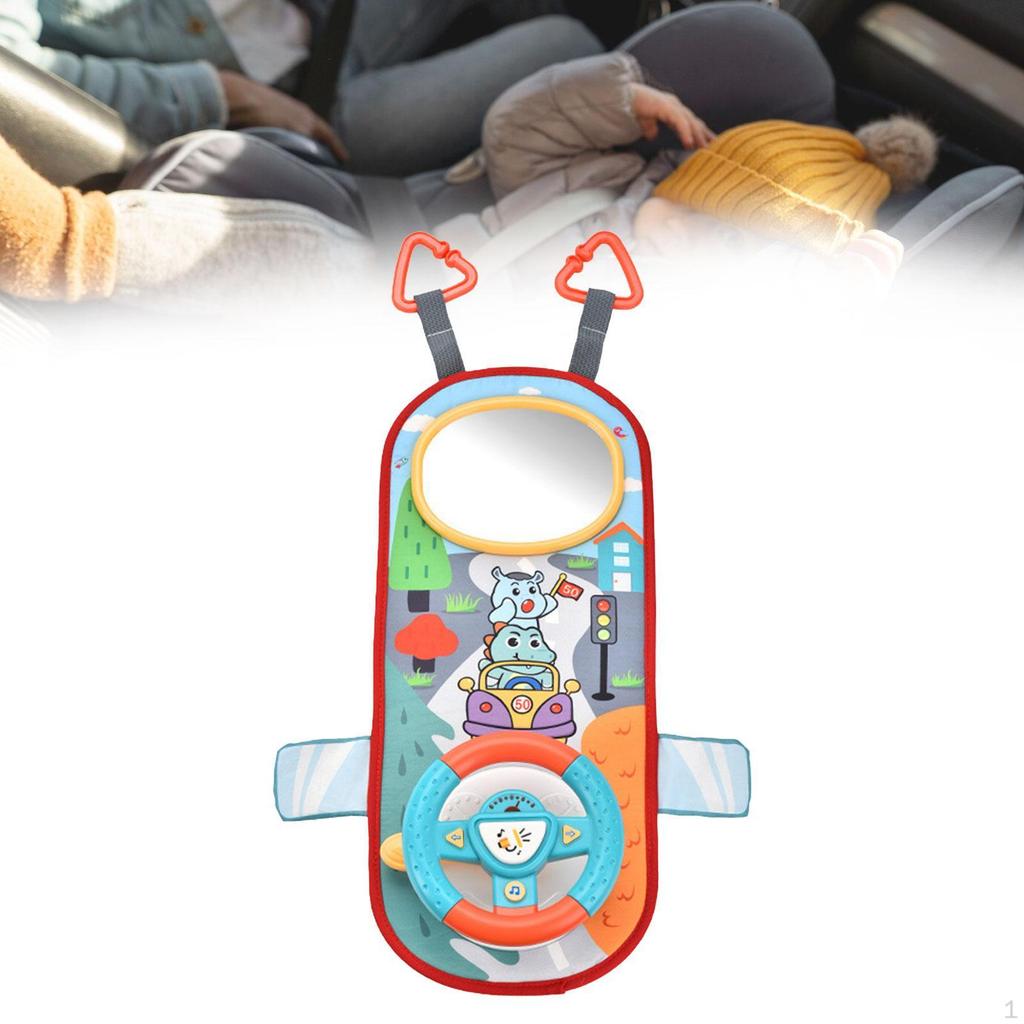 Car Toy Steering Wheel with Music Headrest Funny Fine Motor Skill Kids In Simulation
