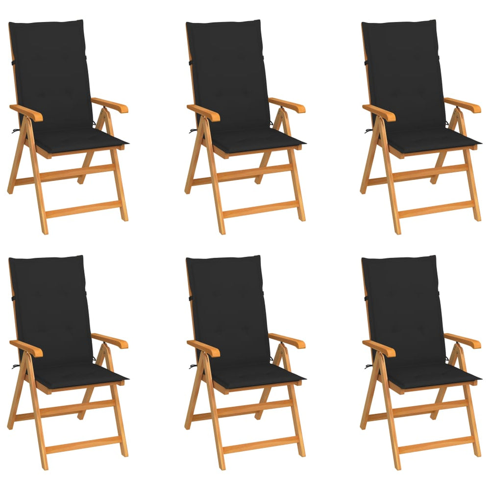 Chaises de jardin lot de 6 avec coussins  Bois teck massif