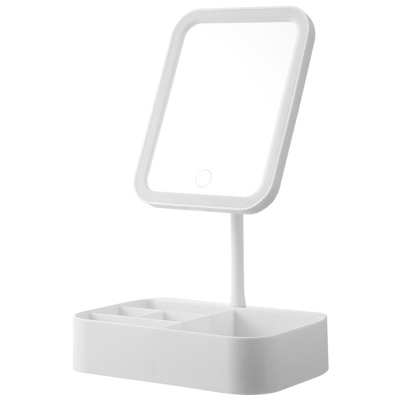 Touch Control LED Makeup Mirror with Three-Color Fill Light and Storage Box