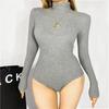 Slim High Neck Long Sleeved Jumpsuit for Women In Autumn and Winter Solid Color Versatile T-shirt Base Sexy Top