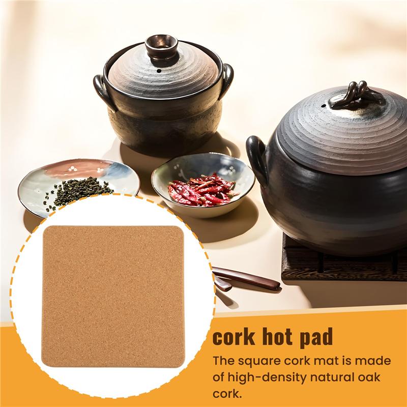 AD23-High Density Thick Square Cork Pad Cork Coaster For Hot Dishes, 8 Inch Heat Resistant