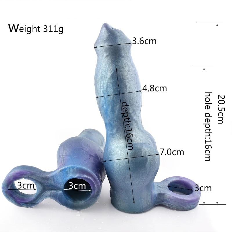 Male Penis Condom Soft Silicone Lengthen Enlarge Dildo Adult Sex Toys Gay Femdom Pegging Realistic Cock Strap On Dick