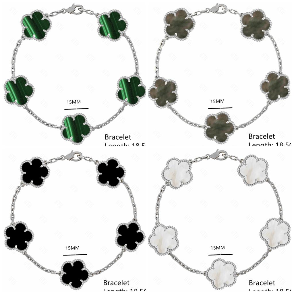 Høykvalitets Mote Merke Gull Sølv Lykkeblomst Kløver Perlemor Armbånd Kvinners Naturstein Hot Sale