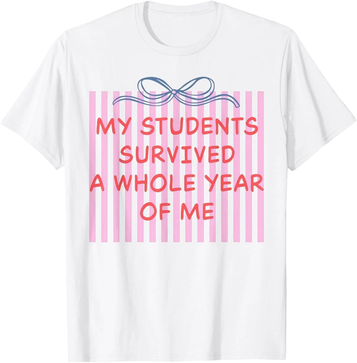 Teacher End of Year Summer Break My Students Survived Bow T- Shirt 2XL