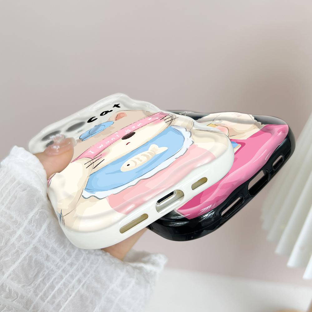 Cute Cartoon Pattern Cream Texture Casing Wavy Edge Soft Silicone Cover Phone Case for Vivo