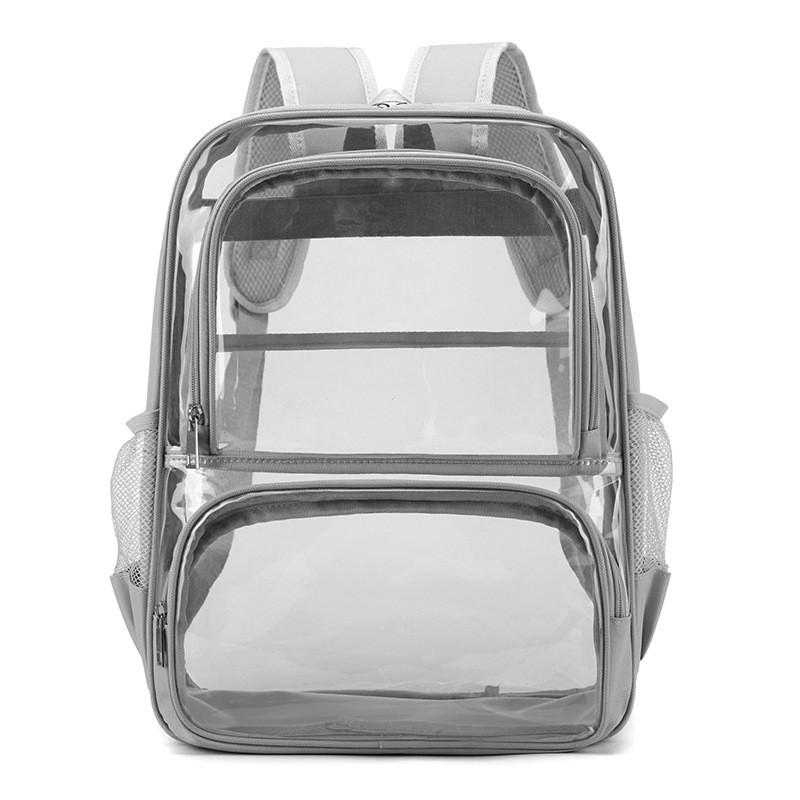

Прозрачный ПВХ Школьный Рюкзак с Множеством Карманов Водонепроницаемый Дизайн для Учеников серый