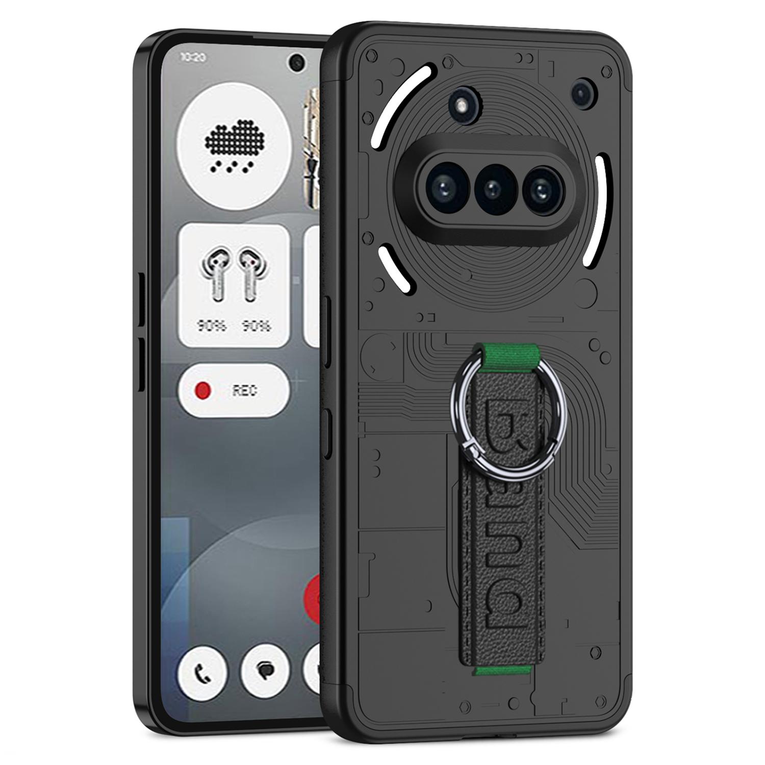 

GKK For Nothing Phone (3a) Case Hard PC Phone Back Cover with Hand Strap Black