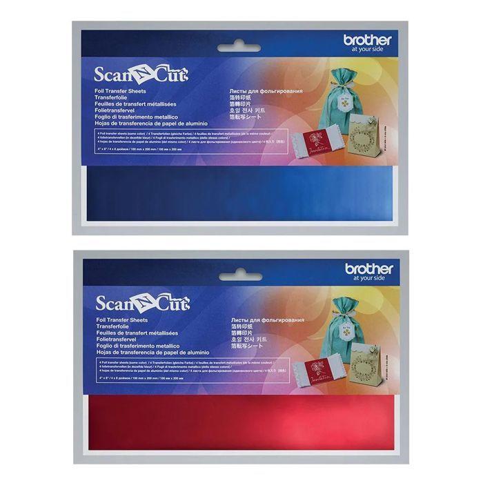 8 Sheets of Metallic Transfer Paper 10 X 20 Cm Brother ScanNCut - Red &; Blue