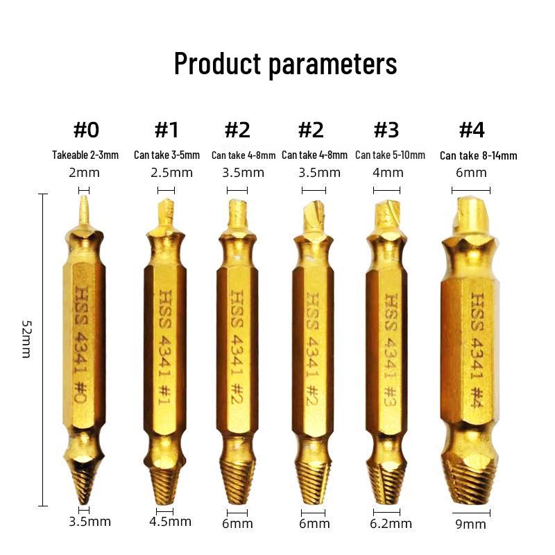 Double-Headed Screw Extractor Set for Broken, Stripped, and Reverse Threads