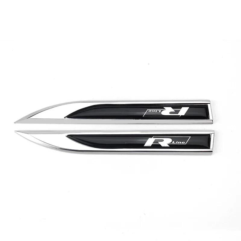 2 Stück Auto Kotflügel Seiten Emblem Aufkleber Dekoration für Volkswagen VW R Rline Abzeichen GOLF JETTA MK4 PASSAT Polo SCIROCCO T-ROC Vento