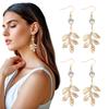 Hanging Leaf Baroque Crystal Drop Earrings Hypoallergenically Metal Jewelry For Sensitive Skin Evening Party Accessories