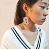 Women Sumemr Fashion Brand Acrylic Tape Dangle Earrings for Women Zinc Alloy Pendientes Long Drop Earring Jewelry Accessories