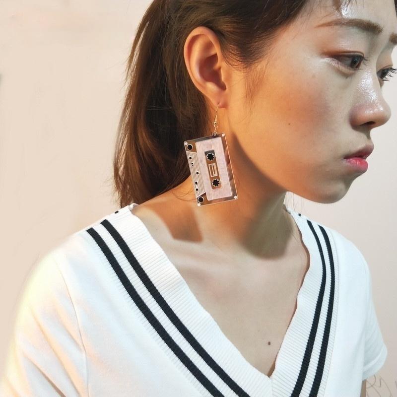 Women Sumemr Fashion Brand Acrylic Tape Dangle Earrings for Women Zinc Alloy Pendientes Long Drop Earring Jewelry Accessories