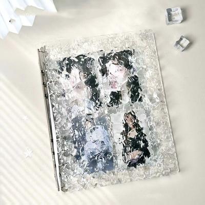 Álbum de fotos de escritorio transparente con ondas de agua, hojas sueltas, bricolaje, decoración de álbum de fotos desmontable