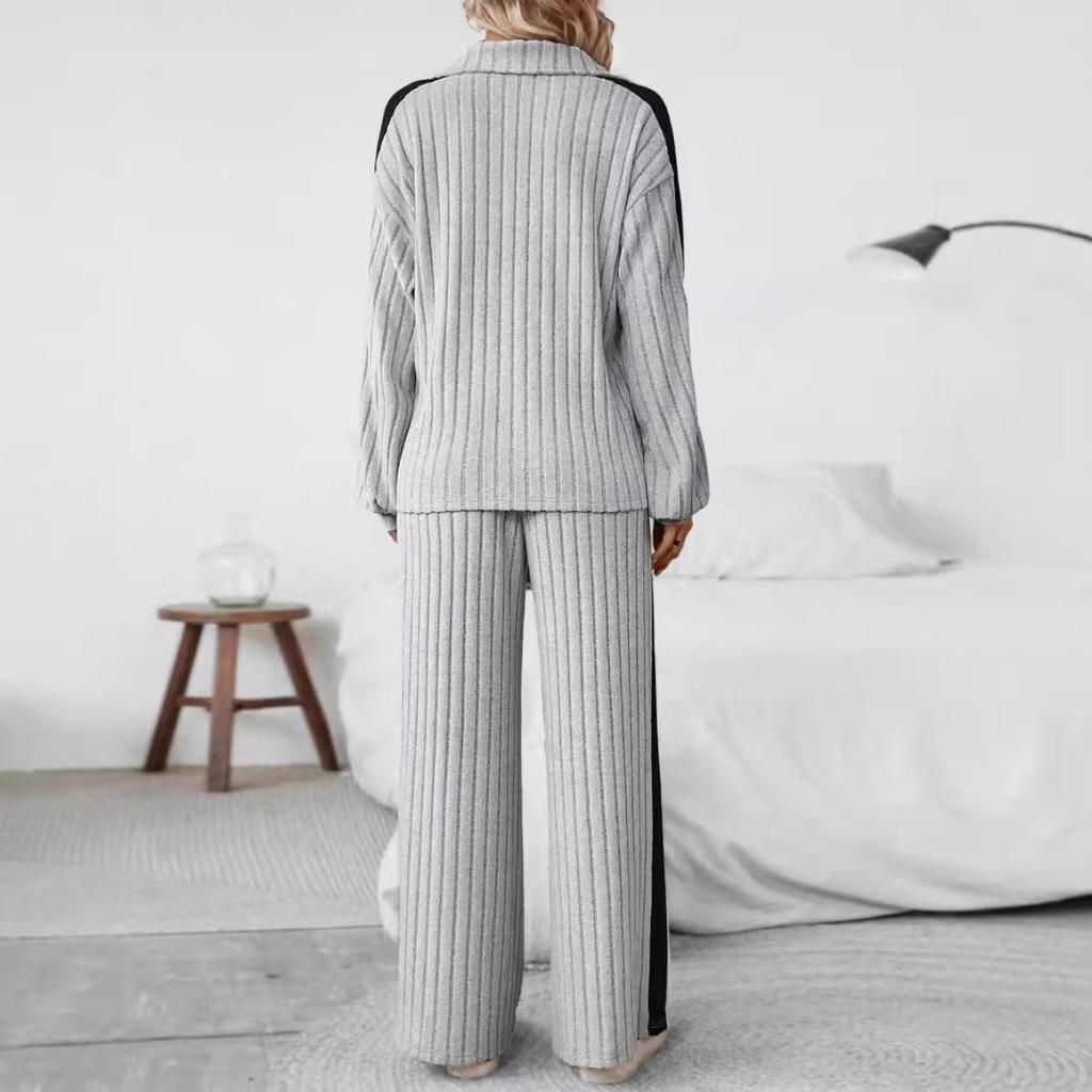 Large Casual Design Sweatshirt Wide Leg Pants Two-piece Set for Women's Clothing