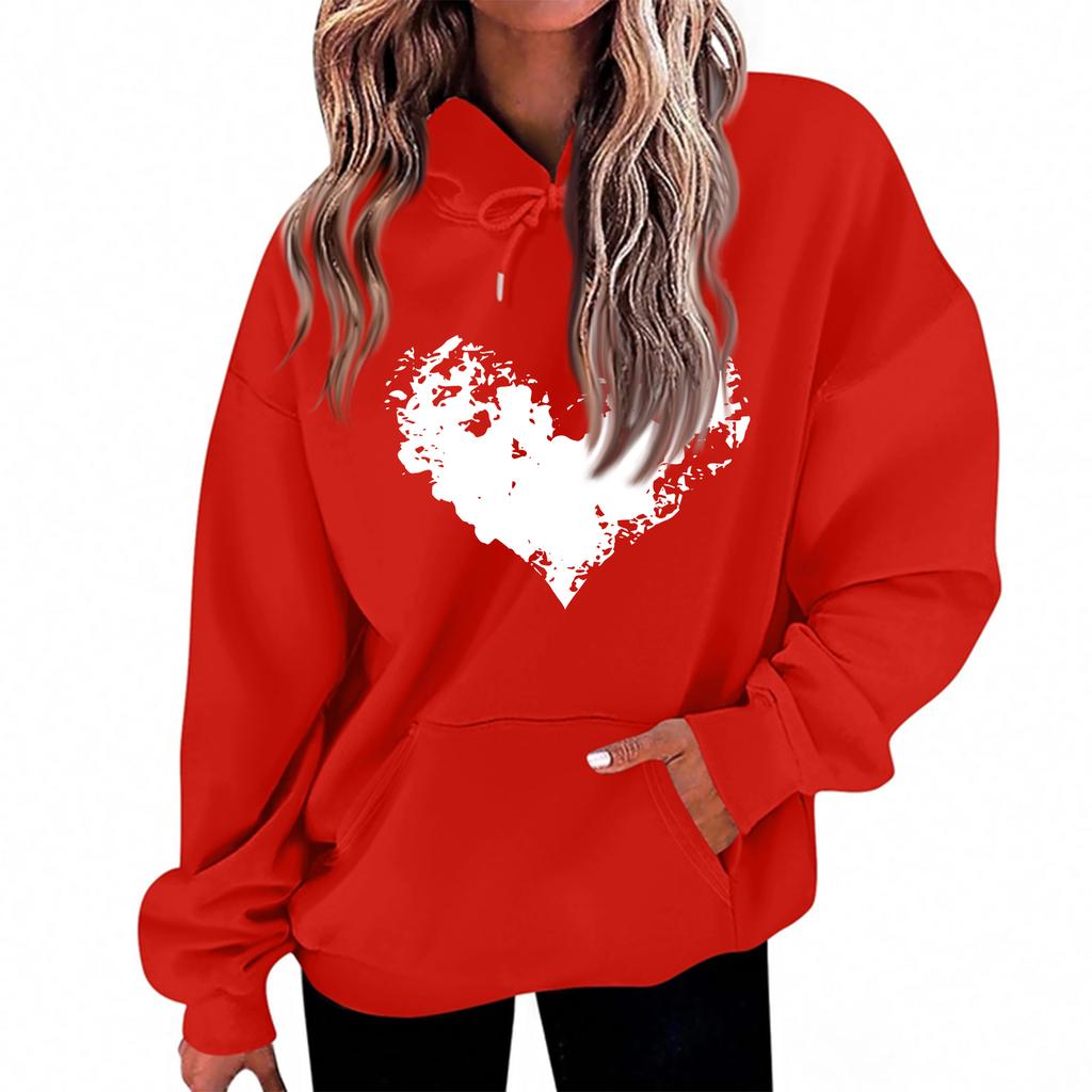 Dámská volná pohodlná ležérní módní mikina s kapucí a dlouhým rukávem s potiskem postaviček