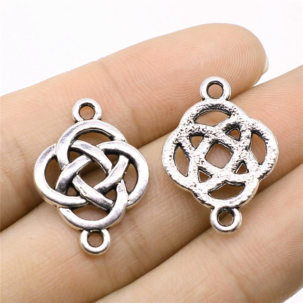 20pcs Chinese Knot Pendant Charms Antique Silver Color Chinese Knot Lucky Charms Jewelry DIY Chinese Knot Charms