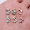 Five-Pointed Stars Moons Enamel Rhodium Plated Celestial Charm Zinc Alloy Jewelry Making Supplies Bracelet Making Style
