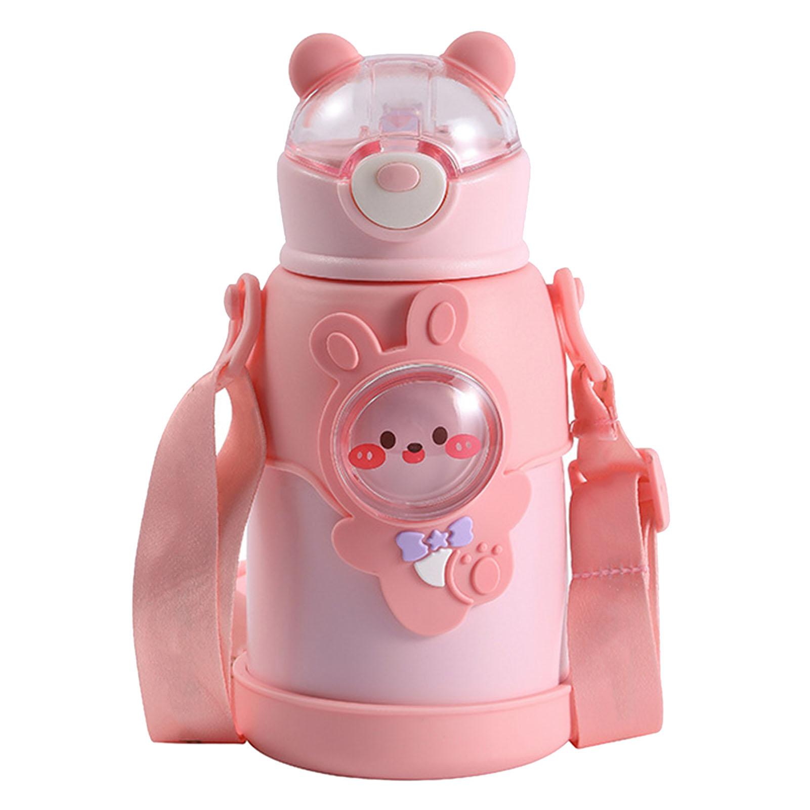 

Металлическая бутылка для воды 500 мл из нержавеющей стали с откидной крышкой и силиконовой трубочкой, изолированная бутылка для воды розовый