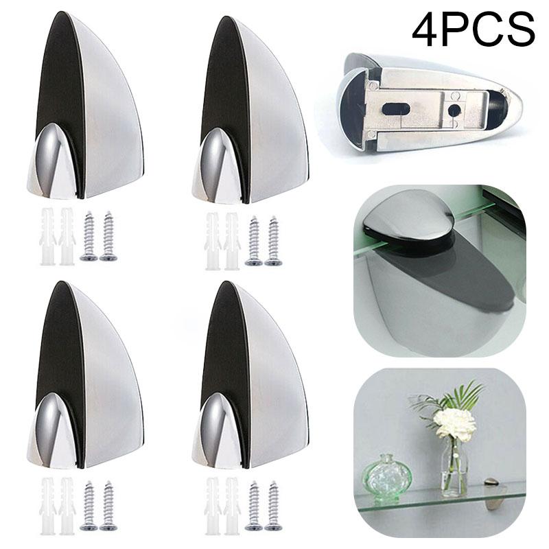 

4x полированных хромированных стеклянных кронштейна для поддержки полки, набор зажимов для полки в ванной комнате