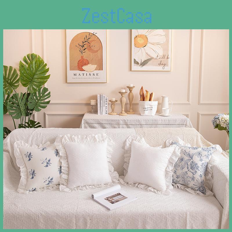 French Embroidered Romantic Ear Strap Coreless Throw Pillow Cushion Cover