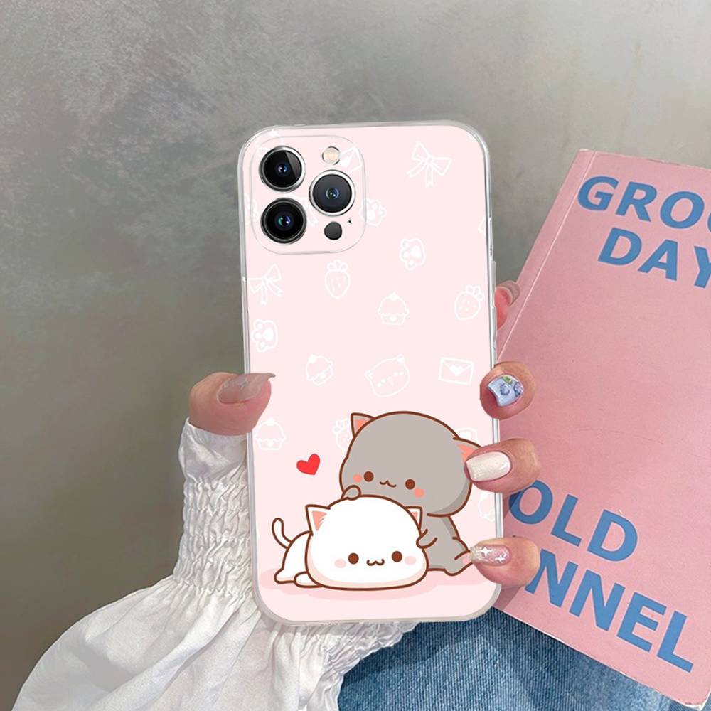 Cartoon Cute Cats TPU Silicone Case for IPhone 11 12 13 14 15 16 17 Pro Max Shockproof Clear Back Cover