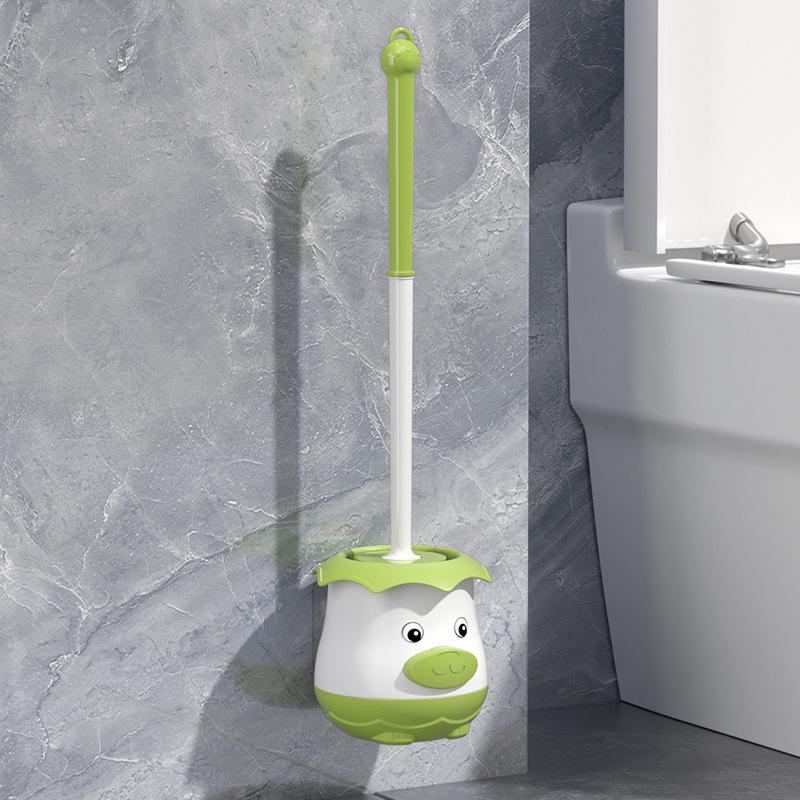 

Wall-Mounted Punch-Free Toilet Brush with Base - Little Pig Design, No Dead Angle Cleaning