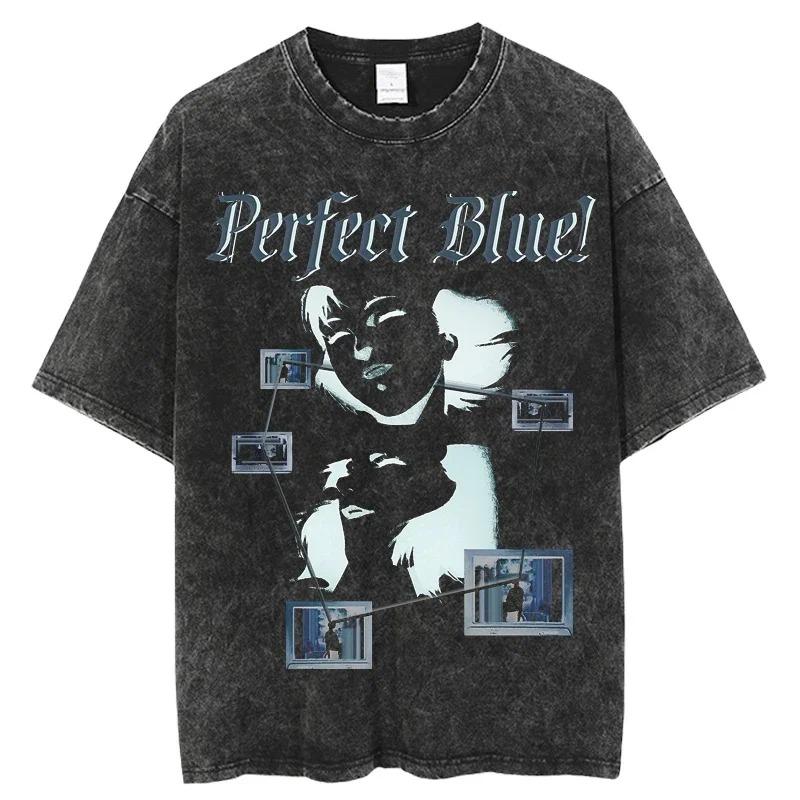 Japanese Anime Perfect Blue T Shirt Men Women Clothing Vintage Washed Oversize T-shirt Casual Cotton Short Sleeve Tees Top