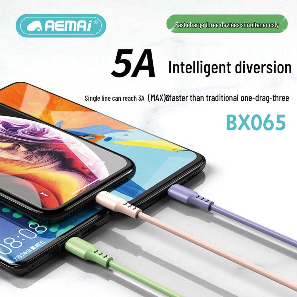 3-in-1 Liquid Silicone Fast Charging Cable: One-to-Three USB-C for Multiple Models