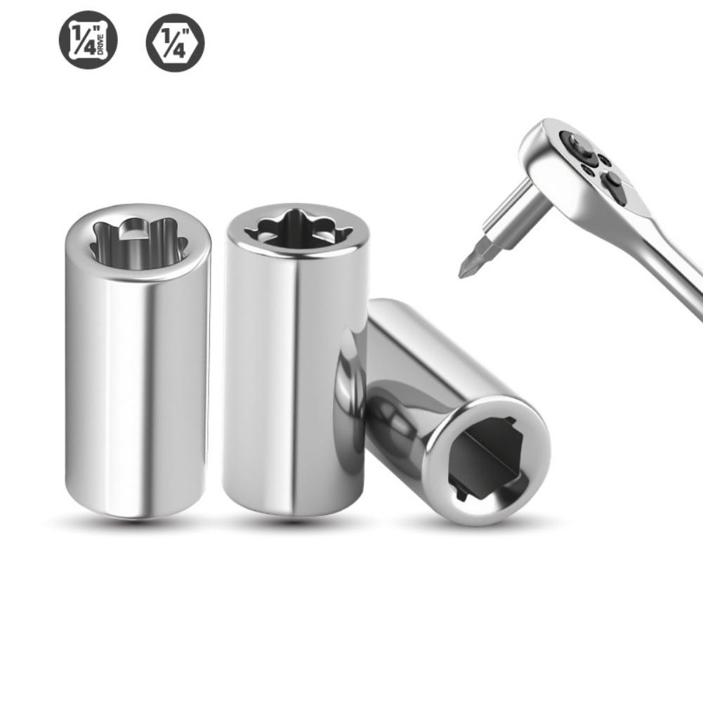 2 PCS 1/4in Square Drive To 1/4 Hex Socket Bits Converter Screwdriver Bit Adapter Power Tool Accessories