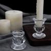 Elegant Glass Candle Holder Set of 2 Clear Taper Candlestick Holder for Wedding Modern Christmas Table Centerpieces