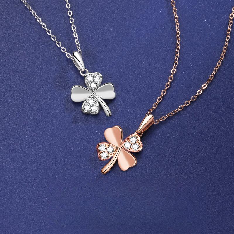 Summer Lucky Four-leaf Clover Necklace Girl High-end Flower Temperament Korean Simple Niche Design
